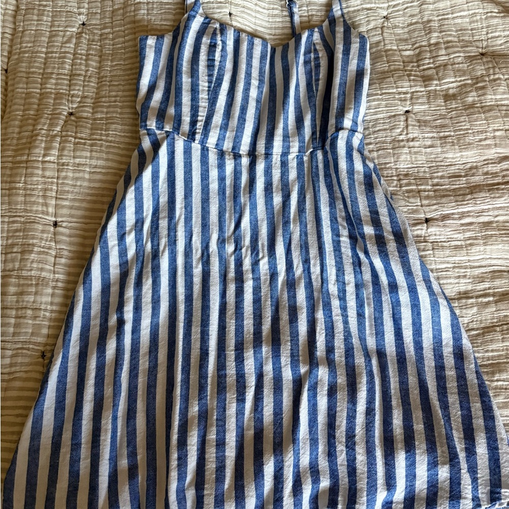 Old Navy Blue and White Linen Stripe dress